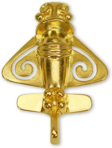 Quimbaya Flyer Pin 24K Gold Finish Pre-Columbian Ancient Alien Artifact Lapel - Picture 1 of 8