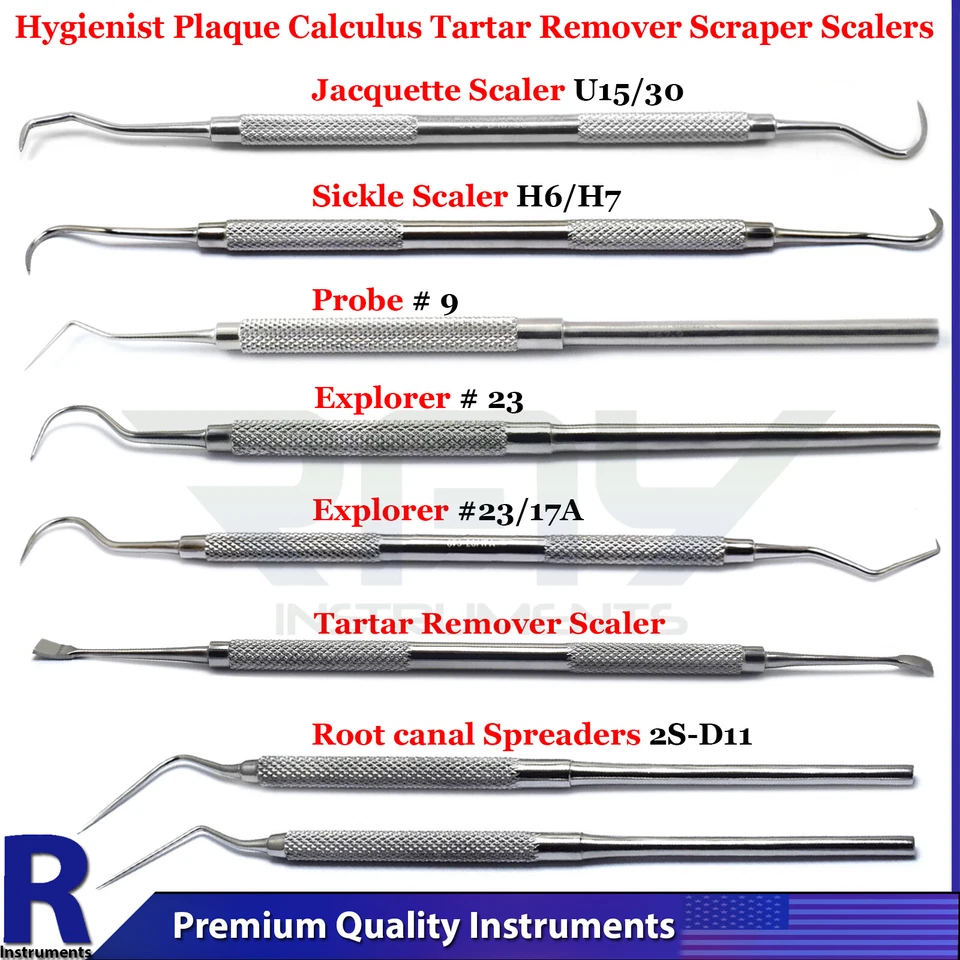 Tooth Scraper Dental Calculus Remover Plaque Tartar Tools Scaler Explorer Probes - Image 1 of 1