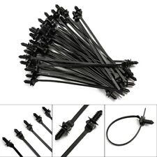 50 * Black Push Clips Wire-Tie Released Zip Straps Auto Car Pipe Cable-Fastener