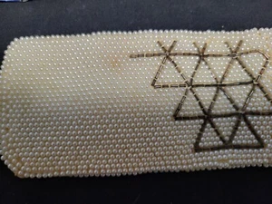 Vtg ladies Eye Glass pouch / case Beaded w pearls Japan - Picture 1 of 3