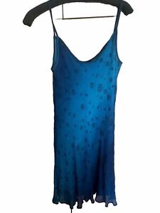 Chetta B evening Tank 100% Silk Dress Blue Light And Darker Sz 10 Black Beaded  