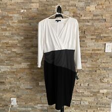 Lauren Ralph Lauren Women size 14 black  white Long Sleeve Ruched Dress