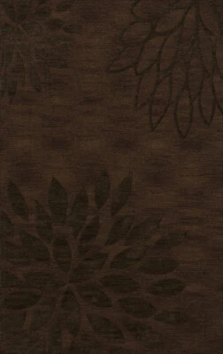Brown Transitional Leaves Petals Area Rug Floral DV17 - Image 1 of 2