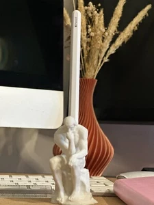 Thinking Man Pen Holder, Novelty Desk Accessory, Creative Apple Pencil Stand - Picture 1 of 4