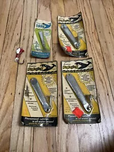Lot 4 VTG Hopkins Shorty Fishing Lures Stainless Hammered Spoon USA - Picture 1 of 12