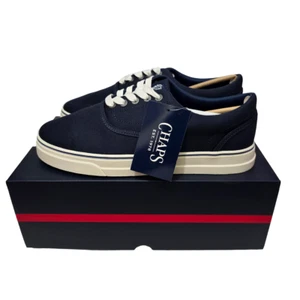 Herren Chaps Schuhe Komfort Canvas Schnürverschluss Turnschuhe Runde Spitze Blau - Bild 1 von 8