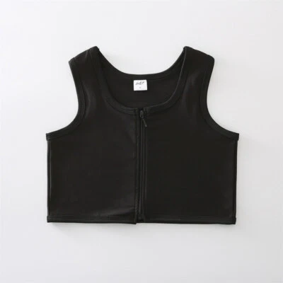 Women Tomboy Chest Binder Lesbian Breast Bra Vests Crop Tops Zip Basic - Image 1 of 4