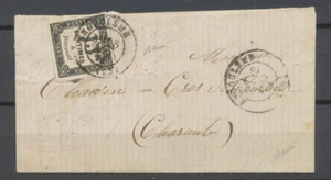 1871 Lettre TAXE 15c noir LITHO n° 4 obl. C 17 Angoulême. Rare Cote 1 500€ X4545 - Foto 1 di 2