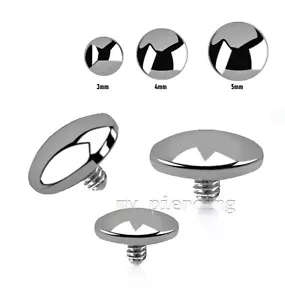 Flat Dome Surgical Steel Internally Threaded Dermal Anchor Top 14G 3mm 4mm 5mm - Foto 1 di 2