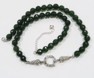 BC 925 faceted green onyx faceted bead removable charm holder balinese necklace - Picture 1 of 8