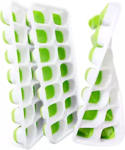 Silicone Ice Cube Trays Reusable Molds Spill-Resistant Removable Lid 3 Pack - Picture 1 of 12