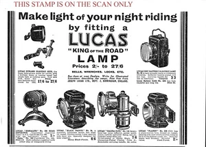 1931 Advert LUCAS King of the Road Range of Bicycle Lamps Light Print Ad 708/135 - Picture 1 of 1