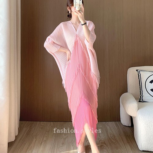 OFF WHITE Abito donna nappa irregolare scollo a V lungo sciolto manica a pipistrello casual gonna