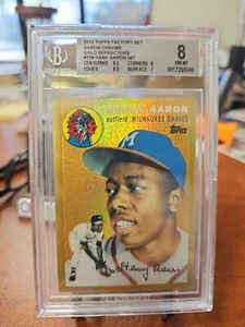 2013 Topps Factory Set 1954 RC Hank Aaron #128 Chrome GOLD Refractor BGS 8 RARE - Picture 1 of 3