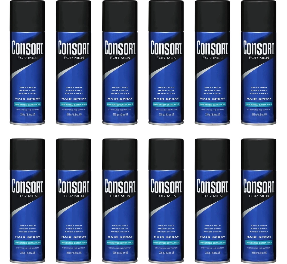 Spray para el cabello Consort For Men aerosol sin perfume sujeción adicional 8,30 oz (paquete de 12) Foto 1 de 1