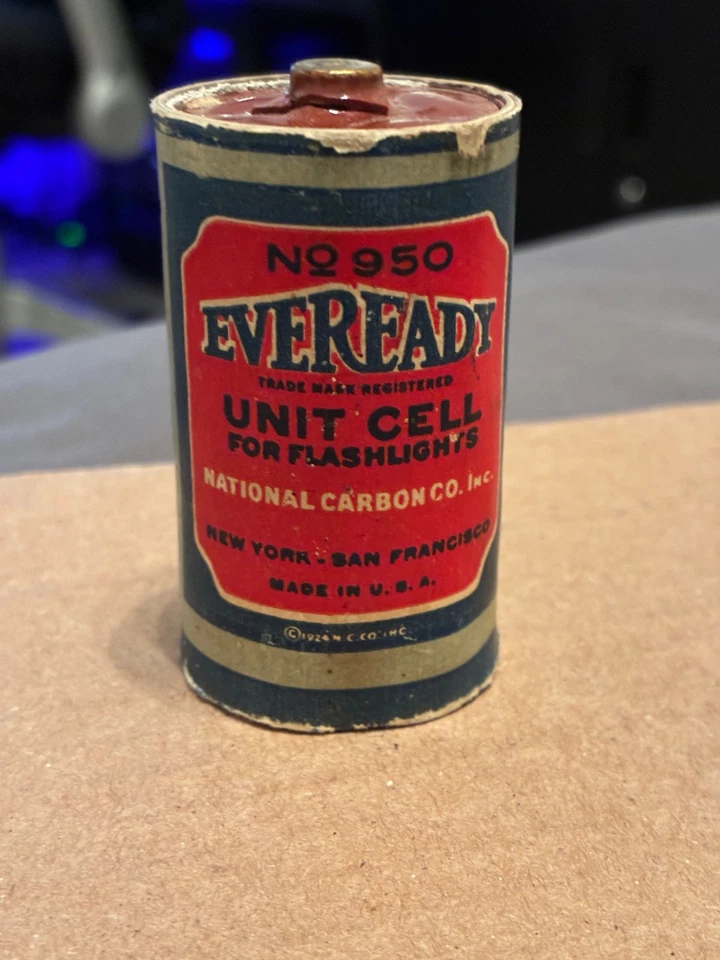 Batería de celda D Eveready antigua vintage 1924-1928 Foto 1 de 4