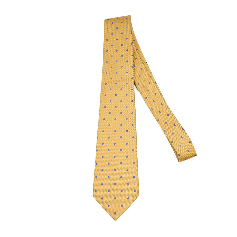 Corbata de seda Charles Tyrwhitt para hombre amarillo azul lunares texturizada 3,25 x 62 larga Foto 1 de 4