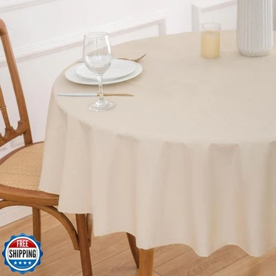 NLMUVW 48 Inch Round Vinyl Tablecloth with Flannel Backing, 100%  - Image 1 of 4
