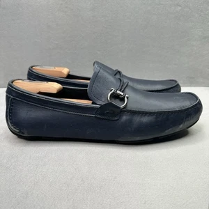 Salvatore Ferragamo Mens Size 11 (EE) Driver Navy Leather with Gancini Ornament - Picture 1 of 8