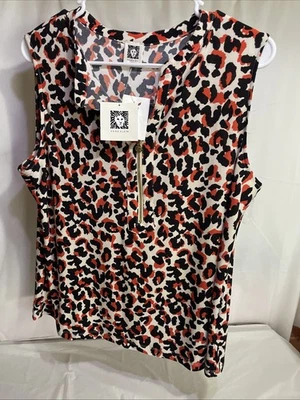 Blusa pulóver sin mangas con estampado de leopardo de Anne Klein talla grande Foto 1 de 4