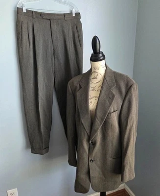 Vintage Hugo Boss 2 Pc Pant Suit Men 30L Gray 100% Wool Pants & Blazer USA - Image 1 of 4