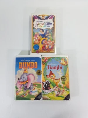 3 Sealed Disney VHS Black Diamond Classics Bambi / Dumbo / Snow White New - Image 1 of 4