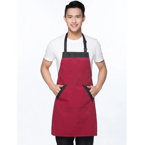 Unisex wasserdichte ölfeste Küchenschürze mit zwei Taschen - Weinrot - Einheitsgröße - Bild 1 von 2