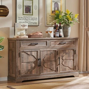 55" Large Buffet Sideboard Cabinet with 3 Doors and 2 Drawers, Buffet Table C... - Picture 1 of 7