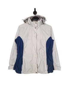 Helly Tech Rain Jacket Size Medium Women's Grey Hooded Waterproof - Picture 1 of 7