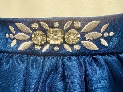 Vestido Gymboree 3T Vestido Esmeralda Fiesta Azul Blanco Gema Forrado Lazo Dupioni Nuevo sin Etiquetas Foto 1 de 4