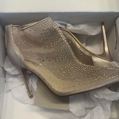 Botines de tacón alto para mujer Nine West Fornowp2 oro rosa brillante talla 12 Foto 1 de 4