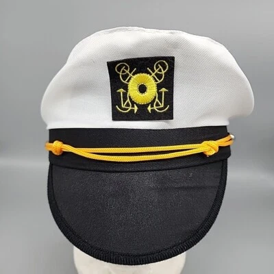 White Black Costume NWT Captain Hat Osfm Cosplay Nautical Seaman Fisherman  - Image 1 of 4