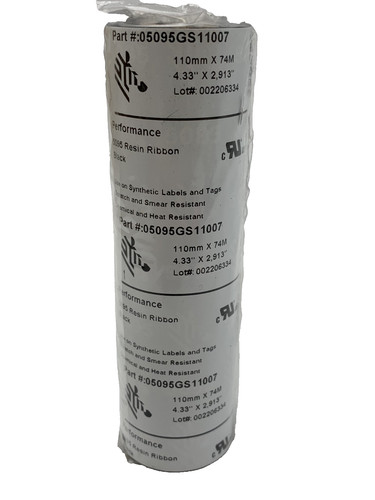 Zebra 05095GS11007 12pk 5095 Resin Ribbon 4.33in/ 110mm X 244ft/74m ...