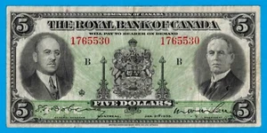 $5 1935 Royal Bank of Canada Chartered Note CH-630-18-02a - Very Fine - Picture 1 of 2