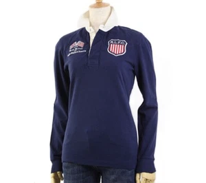 Ralph Lauren Sport Women's USA Flag Patch Rugby Shirt in Size Small in Navy - Picture 1 of 5