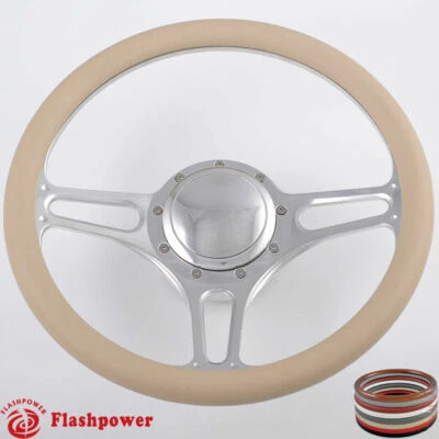 14" Billet Aluminum 9 Hole Steering Wheel Kit w/ Horn Button & Adapter - Image 1 of 4