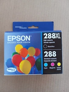 Cartuchos de tinta originales Epson 288XL Hi Yield negros estándar 288 C/M/Y 4pk 24/09 - Imagen 1 de 4