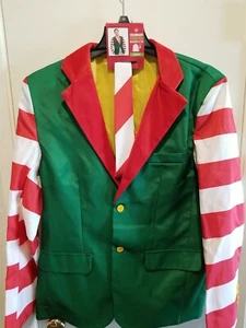 Ugly Christmas Blazer Suit Jacket Coat Elf Striped w/Tie Red Green M Holiday NWT - Picture 1 of 9