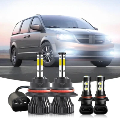 For 2001-2007 Dodge Grand Caravan 4X LED Headlight Bulbs Hi/Lo + Fog Light 6000K - Image 1 of 4