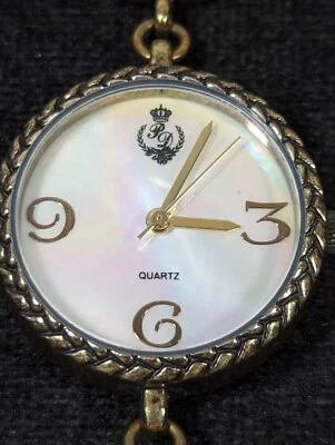 Premier Designs mostrador esfregão redondo tom bronze estojo corrente pulseira pulseira relógio - Imagem 1 de 4