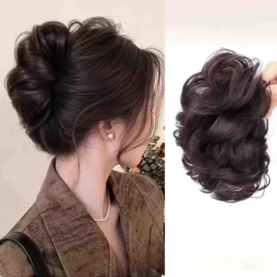 Hair Bun Clip-In Ponytail Extension for Women Natural Look Synthetic Hairpiece - Image 1 of 4