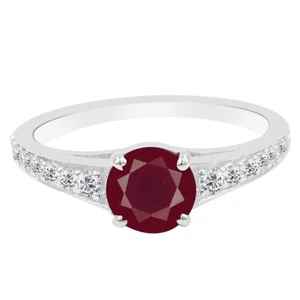 14KT White Gold 1.25 Carat Natural Burmese Red Ruby IGI Certified Diamond Ring - Picture 1 of 4