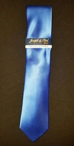 New Joseph and Feiss Gold edition Men's Solid Blue Formal Tie 100% Satin - Picture 1 of 3