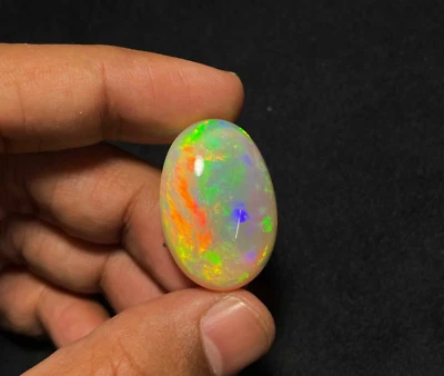 Natural Multi Fire Ethiopian Opal Oval Cabochon Loose Gemstone 21*30 MM 35 CT - Image 1 of 4