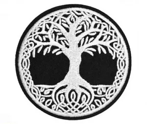 Iron or Sew On Round Embroidered Patch Celtic Norse Tree of Life 7 cm - Picture 1 of 1