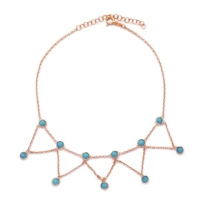 Sterling Silver 925 Rose Gold Plated Turquiose Delicate And Attrative Anklet - Picture 1 of 1