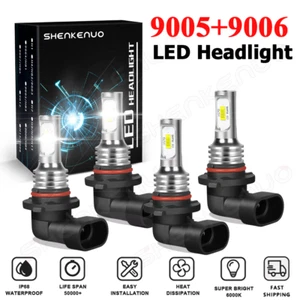 4x 9005 9006 LED Headlight Bulbs Combo High Low Beam Kits Super White Bright - Picture 1 of 11