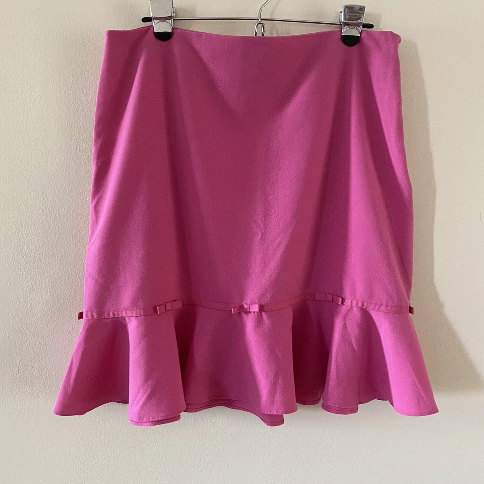 Винтажная розовая юбка с оборками Giorgio Fiorlini размер 16 сбоку на молнии длина до колена - Изображение 1 из 4