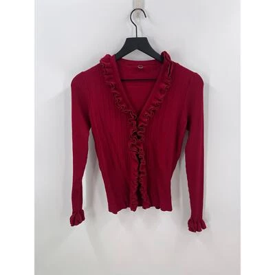 Cárdigan One Girl Who estilo Y2K rojo con volantes talla pequeña Foto 1 de 4