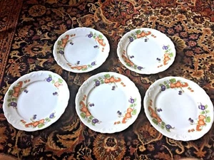 Set of 5 Royal Kent Poland Porcelain Fruit Garland 10" Dinner Plates Excellent - Picture 1 of 5